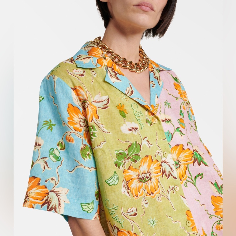 NWOT Alemais colorblocked linen Shirt US size 8